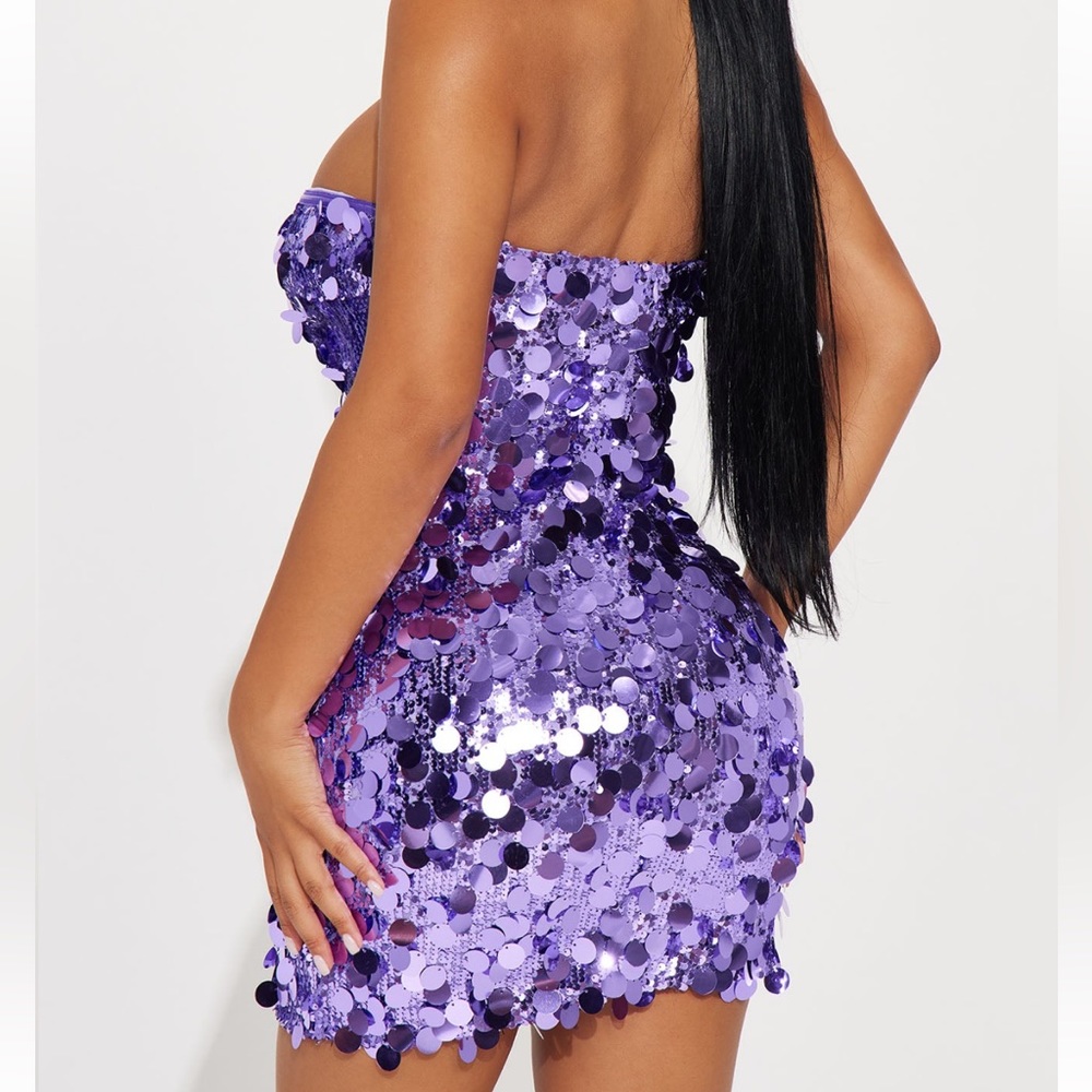 Fashion Nova Amber Sequin Mini Dress - Purple Size Small - Picture 3 of 10